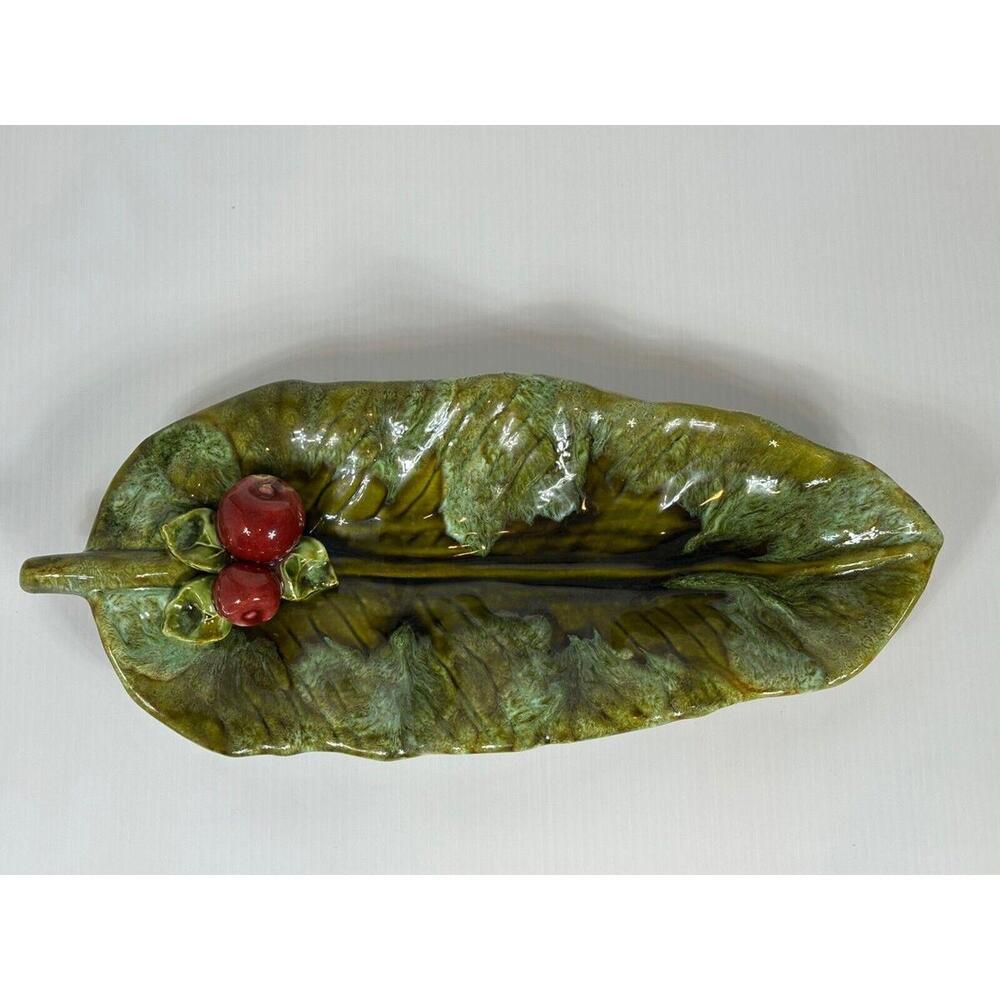 Vintage WADE OF CALIFORNIA Art Pottery 20" Green Leaf & Apples